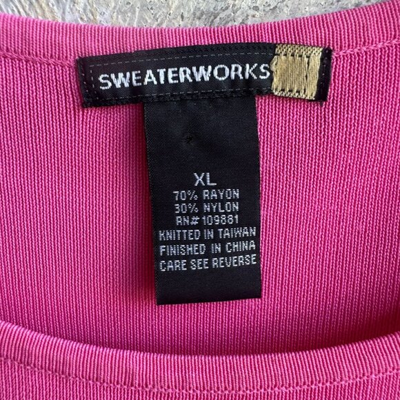 Sweaterworks Sleeveless Round Neck Tropical Embellished Tank Top Women's Size XL - Picture 3 of 7